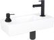 Ensemble fontaine à sapon Differnz - 42,5x18,5x9cm - rectangle - 1 trou robinetterie - noir mat - céramique blanche