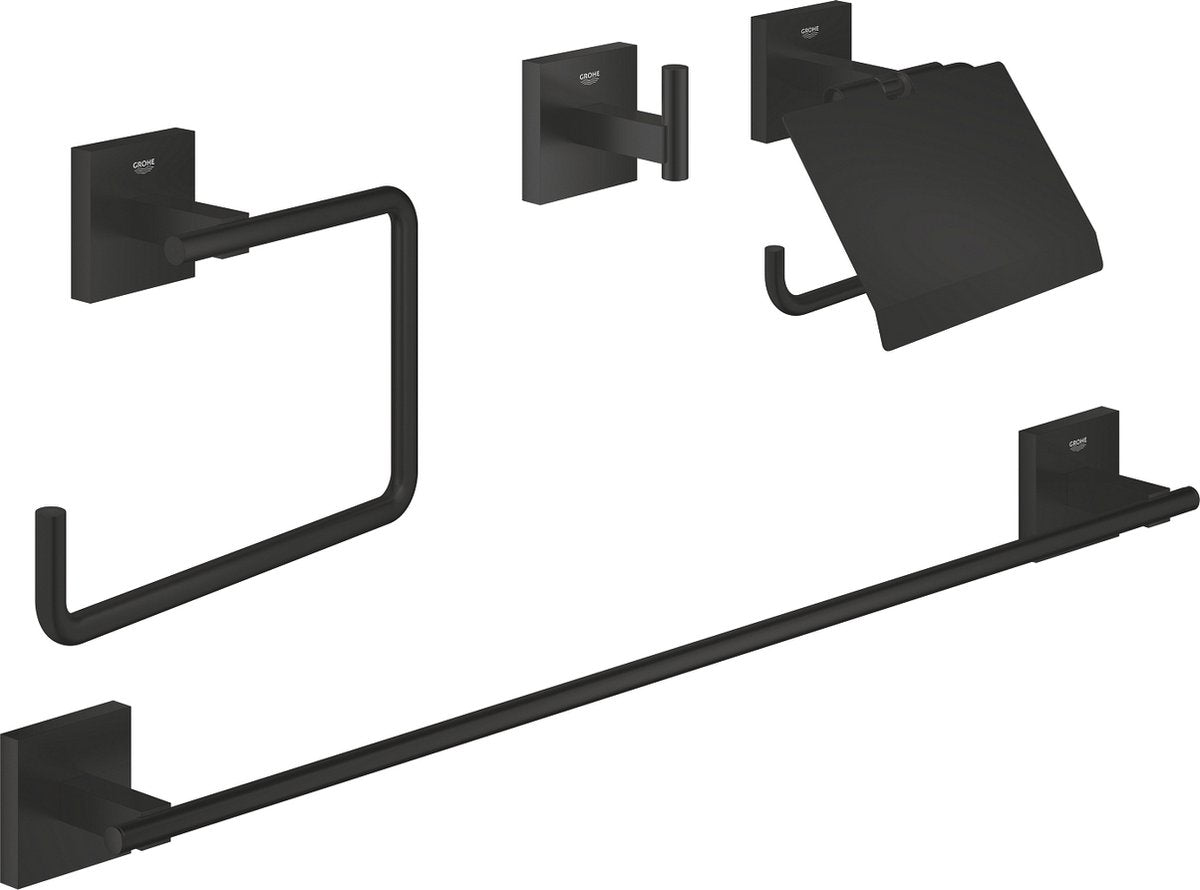 Grohe quickfix start cube ensemble d'accessoires de salle de bain 4-en-1 - noir mat