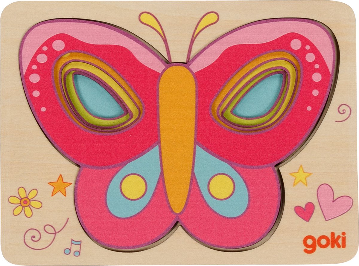 Goki Wooden Layer Puzzle Butterfly, 5e.