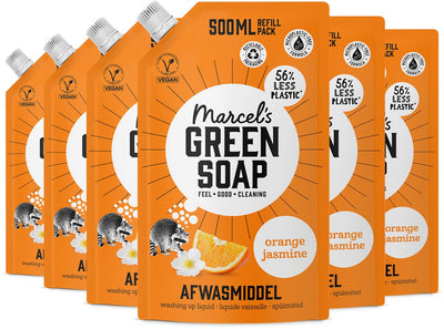 Recharge liquide vaisselle savon vert Marcel's - jasmin orange - 6 x 500 ml