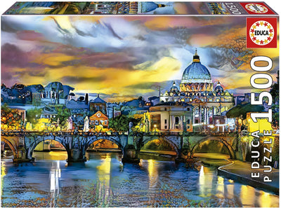 Rue Éduca. Basilique Saint-Pierre et pont Saint-Ange Puzzle 1500 pièces