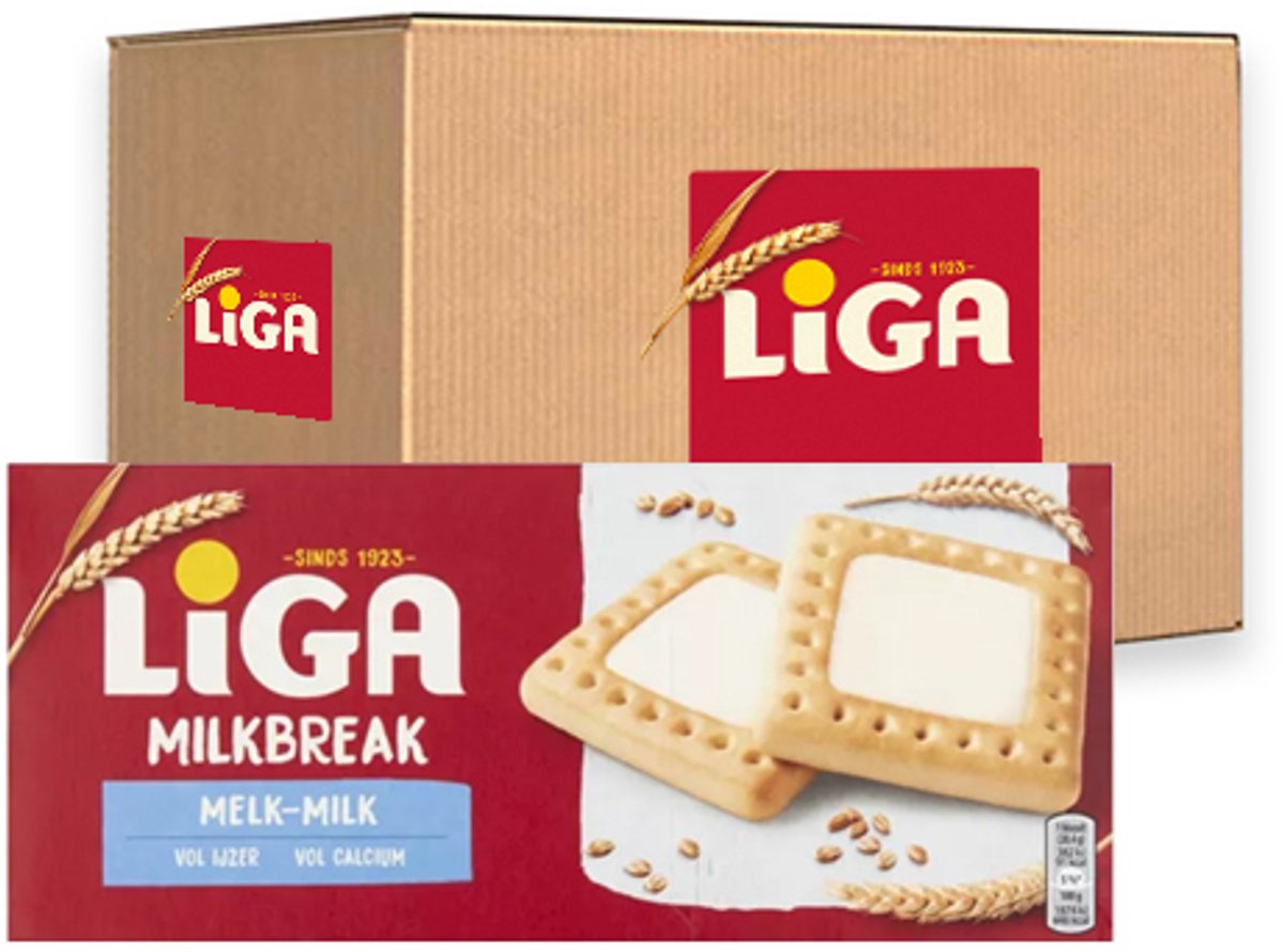 Liga milkbreak cookies lait - boîte 12 x 245g - cookie - biscuits pour la route ou le travail et le bureau