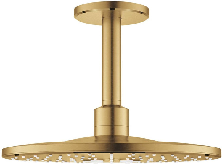 Douche de tête Grohe Rainshower Smartactive 31 cm avec bras de plafond avec 2 types de jets Cool Sunrise brossé