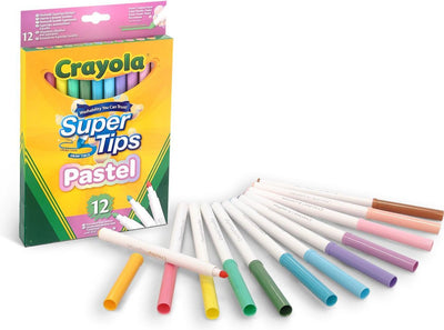 Crayola - super astuces - feutres - 12 feutres pastel avec super pointe - pour enfants
