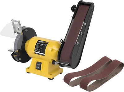 Meuleuse de table Powerplus powx1270 - 240w - ø150mm - interrupteur anti-poussière - pare-étincelles - incl. 1 disque abrasif et 3 bandes abrasives