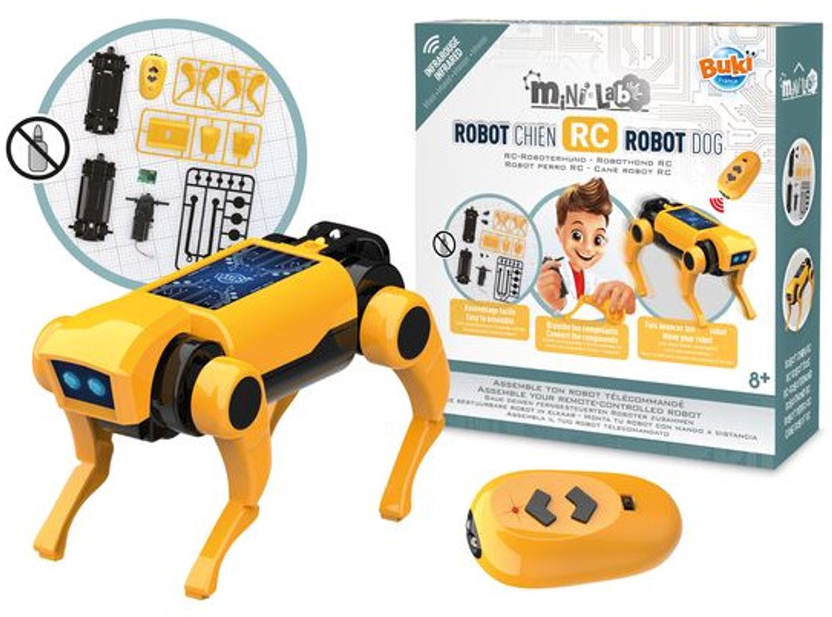 Buki - chien robot - technologie de construction - télécommande - énergie solaire - jouets éducatifs