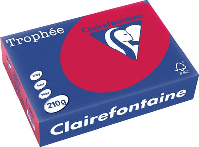 Clairefontaine trophée intense, papier coloré, a4, 210 g, 250 feuilles, rouge cerise