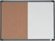 Tableau combiné Nobo avec cadre incurvé - tableau d'affichage et tableau blanc en 1 - 58,5 x 43 cm - avec accessoires pour tableau blanc - blanc marron naturel