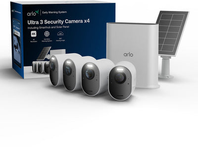 Caméra de sécurité Arlo ultra3 4k + panneau solaire - kit 4 caméras (y compris hub intelligent)