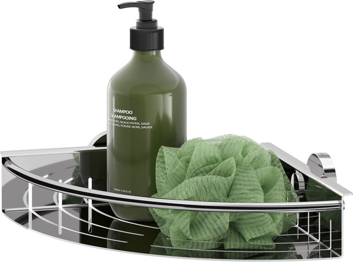 Tiger Boston - support de douche - panier de douche d'angle 24,7 cm - acier inoxydable poli