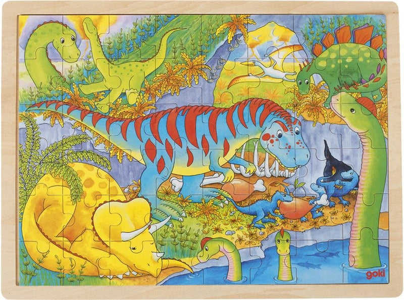 Goki Wooden Jigsaw Puzzle Dinos, 48st.