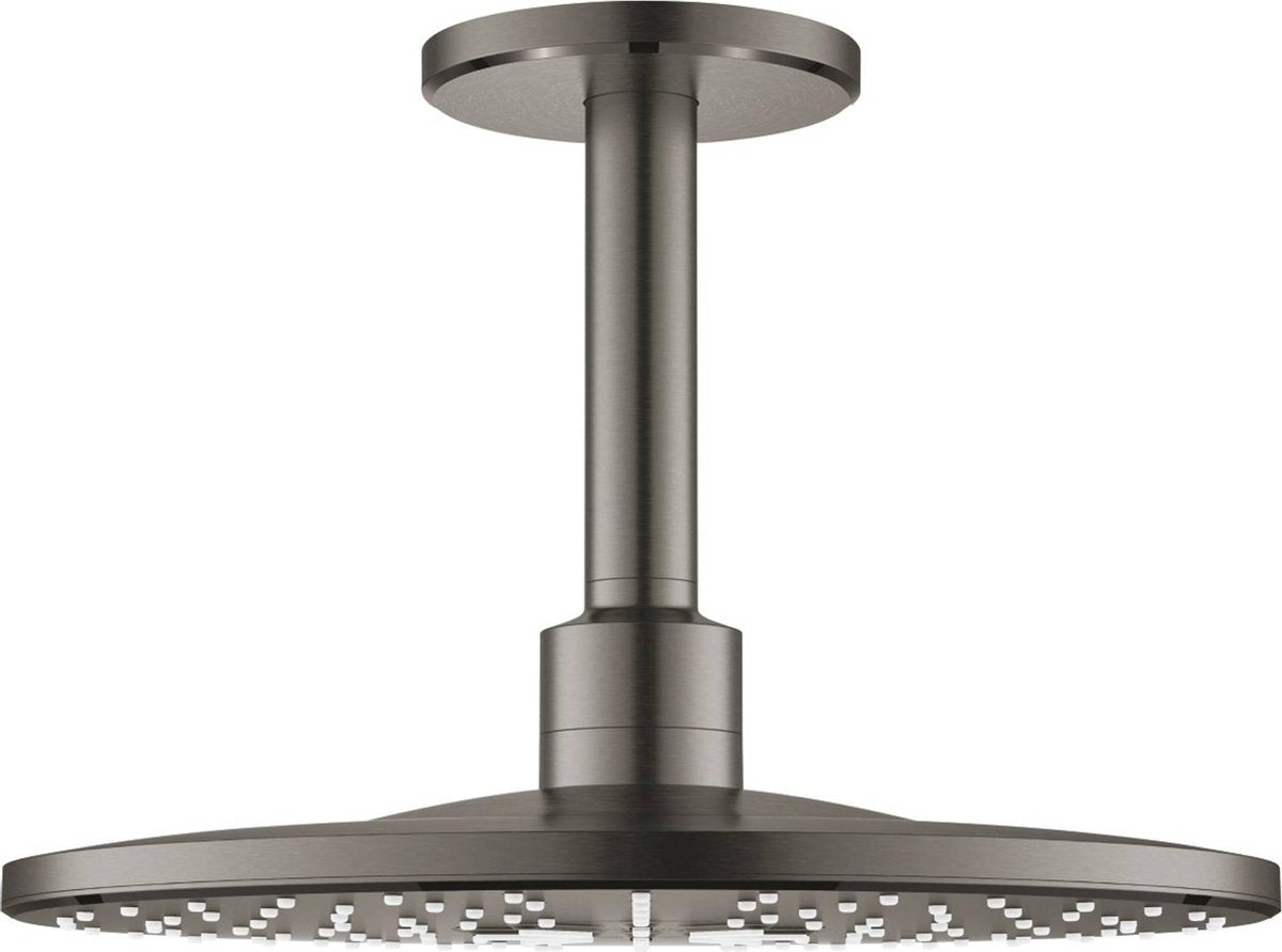 Douche de tête Grohe Rainshower Smartactive 31 cm avec bras de plafond avec 2 types de jets, graphite dur brossé