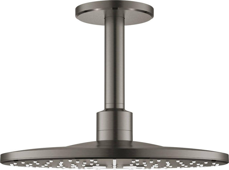 Douche de tête Grohe Rainshower Smartactive 31 cm avec bras de plafond avec 2 types de jets, graphite dur brossé