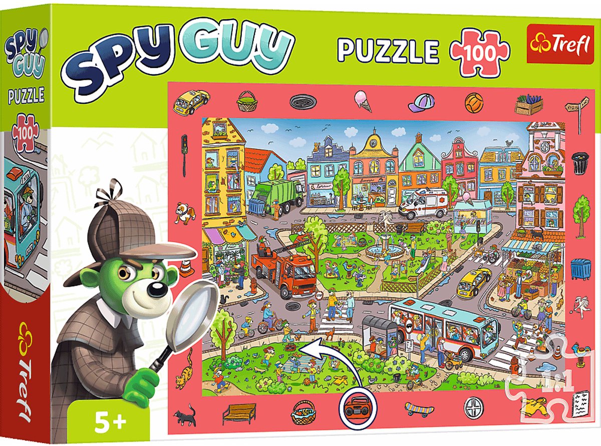 Puzzle Trefl 100 pièces - espion - ville - puzzle d'observation.