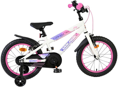 Vélo enfant Volare Lily - filles - 16 pouces - blanc rose violet - deux freins à main