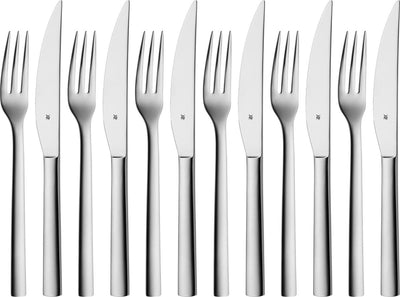 Couverts à steak WMF nuova - 12 pièces - acier inoxydable - pour steaks et viandes grillées