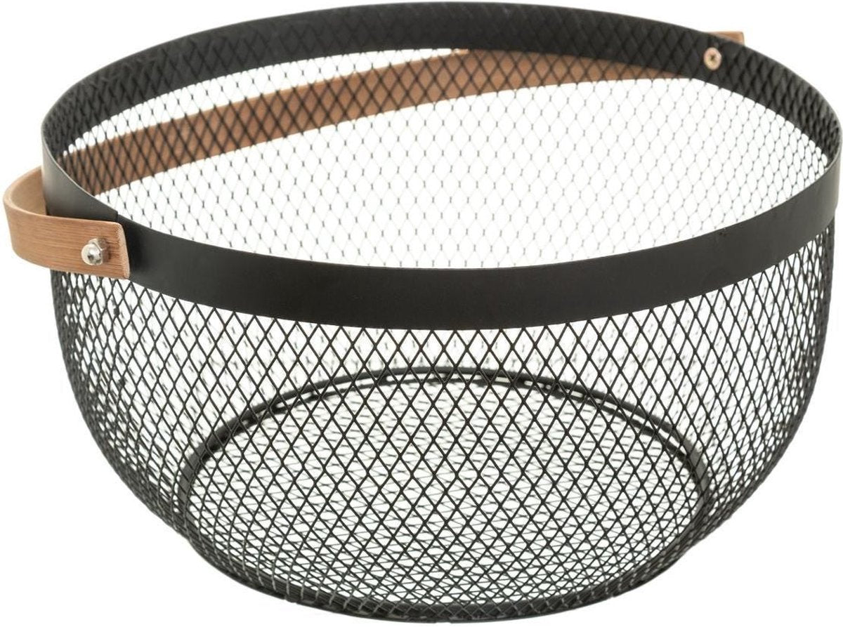 Coupe à fruits Secret de gourmet - noir - métal - 29 cm - avec anse - ronde - corbeilles à fruits - corbeille en fil