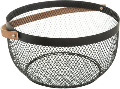 Coupe à fruits Secret de gourmet - noir - métal - 29 cm - avec anse - ronde - corbeilles à fruits - corbeille en fil