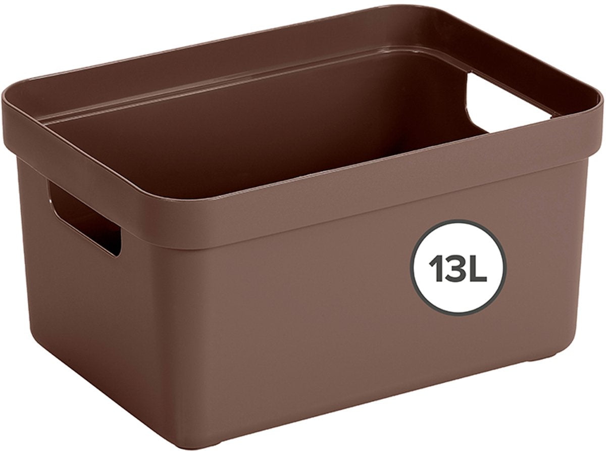 Boîte de rangement Sunware sigma home 13l - 35x24,6x18,3 cm - marron