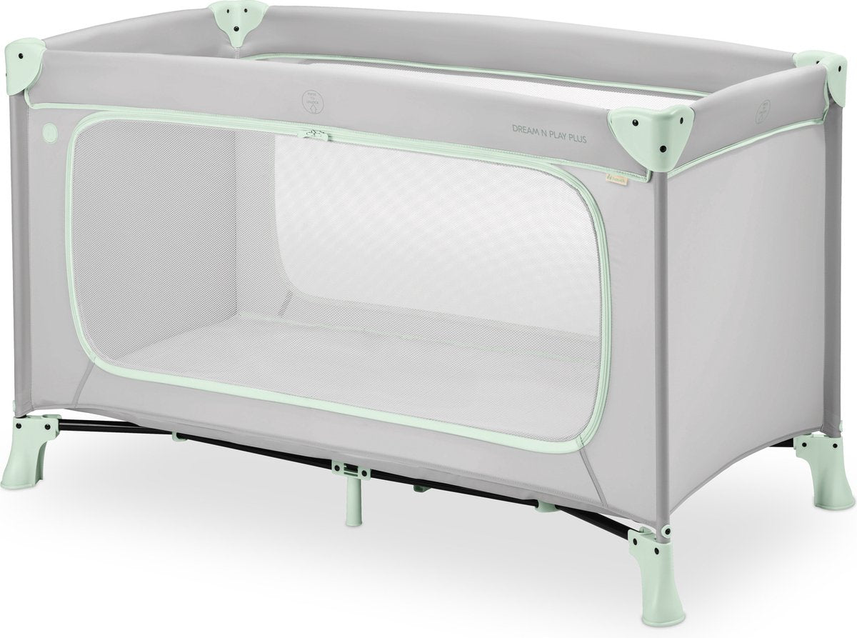 Hauck dream n play plus - lit de camping - passage extra large - menthe poussiéreuse