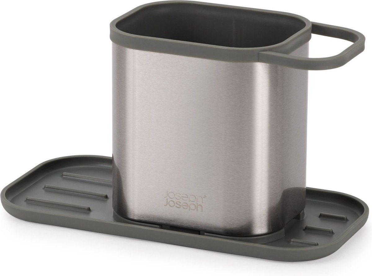 Joseph joseph duo opale - chariot de cuisine avec porte-éponge en acier inoxydable - acier inoxydable - gris