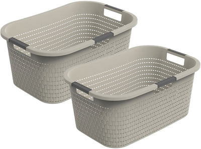 Panier à linge Rotho country - lot de 2 - 40 litres - beige
