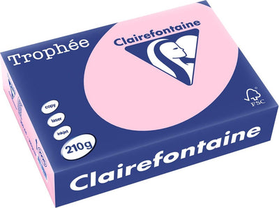 Clairefontaine trophée pastel, papier coloré, a4, 210 g, 250 feuilles, rose