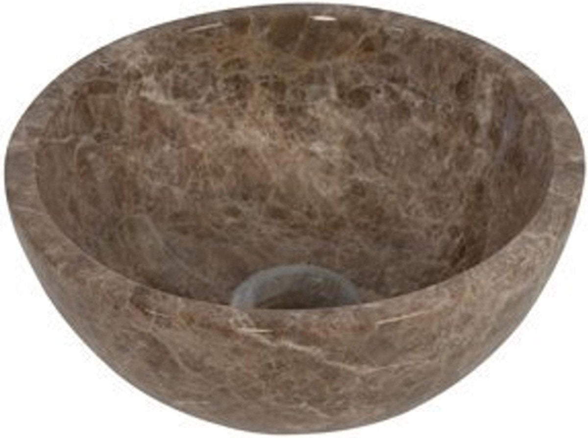 Mini vasque ronde Plieger - 26x26x12cm - marbre marron
