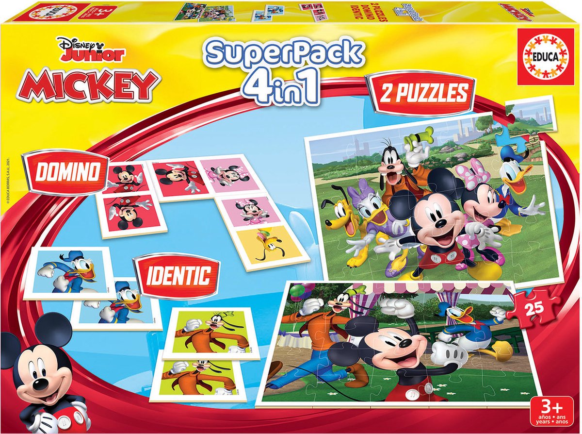 Educa - 2 jeux actifs et 2 puzzles - super pack amis mickey