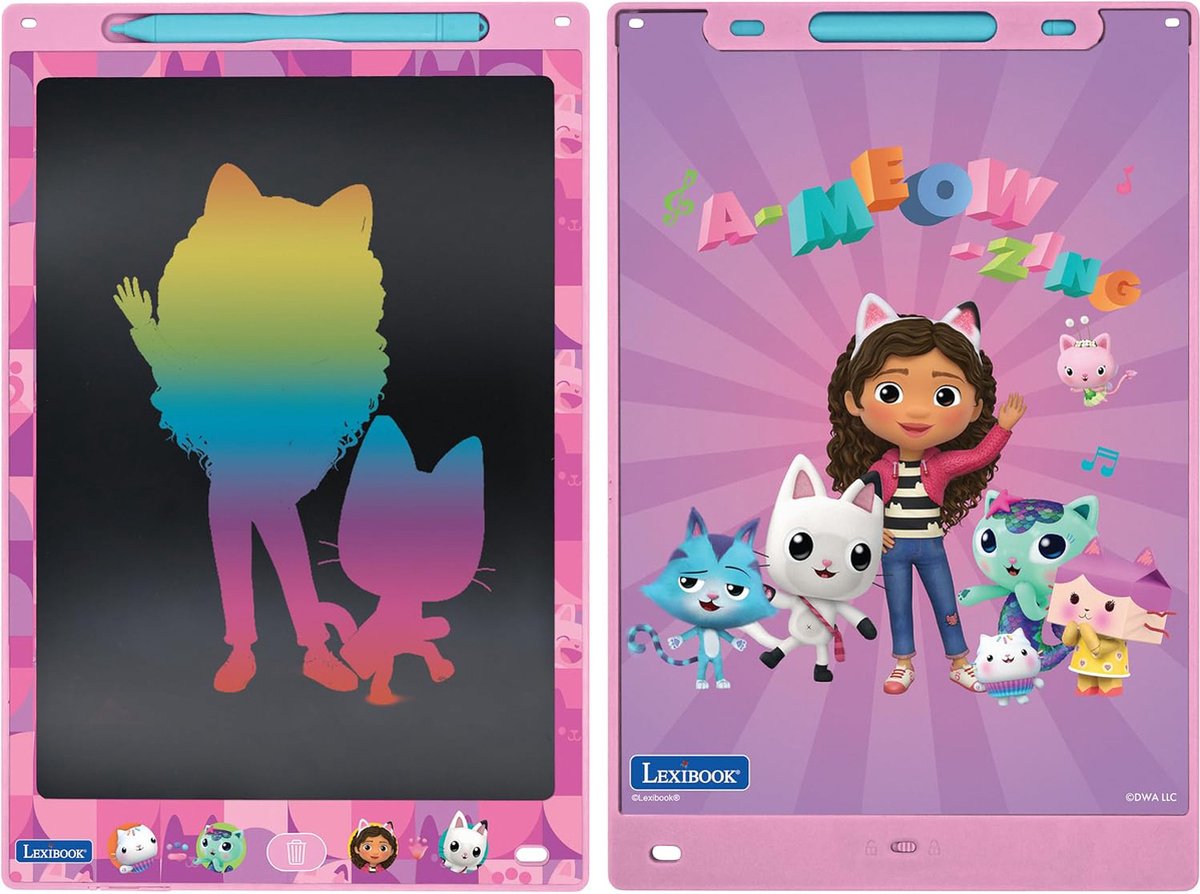 Lexibook gabby dollhouse 11'' tablette d'apprentissage et de dessin multicolore à encre électronique avec modèles