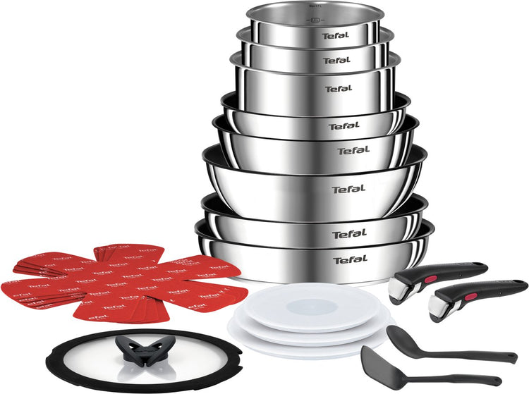 Tefal ingenio emotion - set de casseroles - 20 pièces - induction - empilable - poignée amovible - gain de place