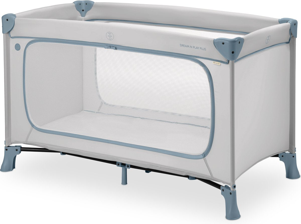 Hauck dream n play plus - lit de camping - passage extra large - bleu poussiéreux