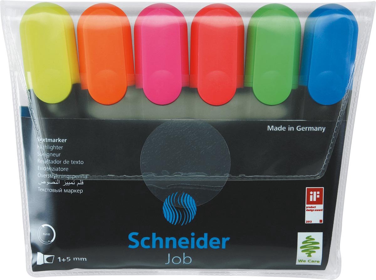 Schneider papeterie Schneider surligneur - marqueur de texte - travail - 6 pièces couleurs assorties - pointe biseautée - s-115096