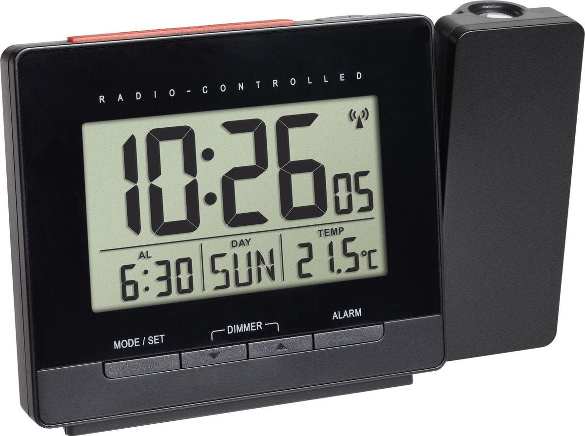 Tfa dostmann 60.5016.01 réveil radiocommandé numérique noir