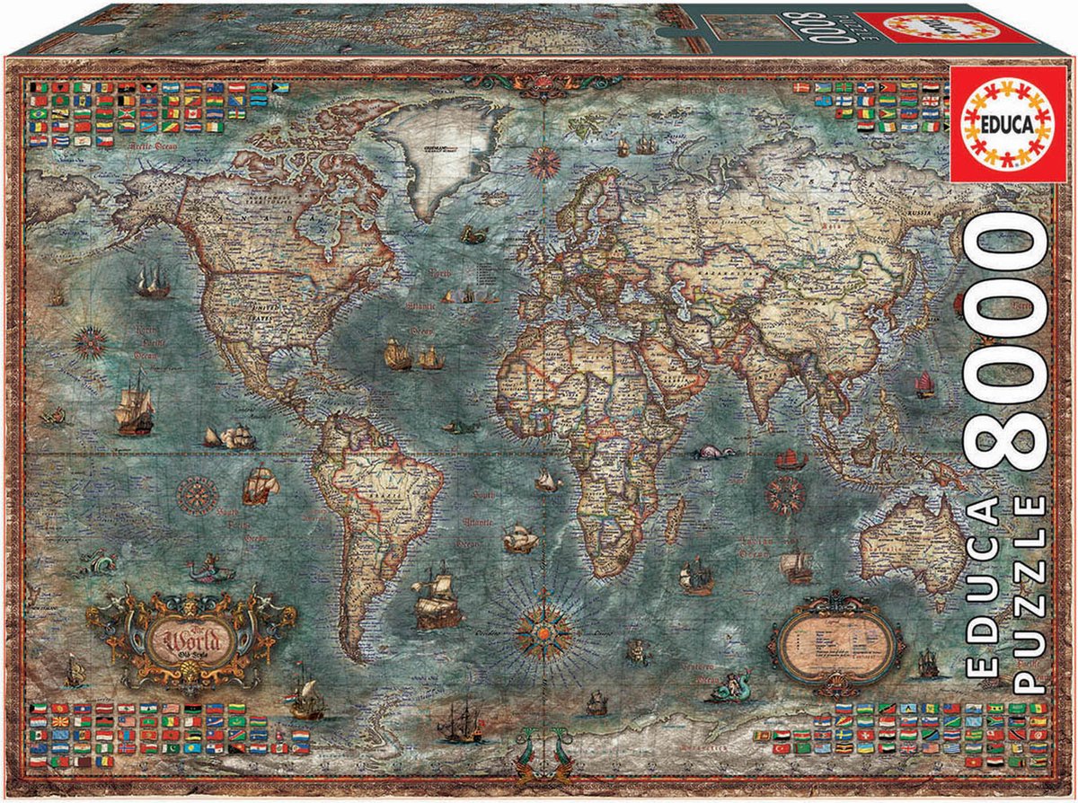 Educa - puzzle - carte du monde historique - 8000 pièces - puzzle
