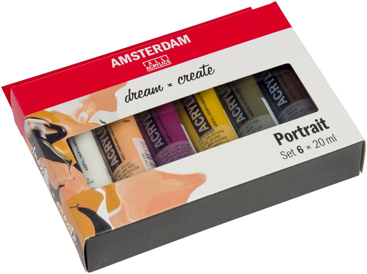 Bruynzeel Amsterdam série standard peinture acrylique portrait set 20ml, 6 pcs.