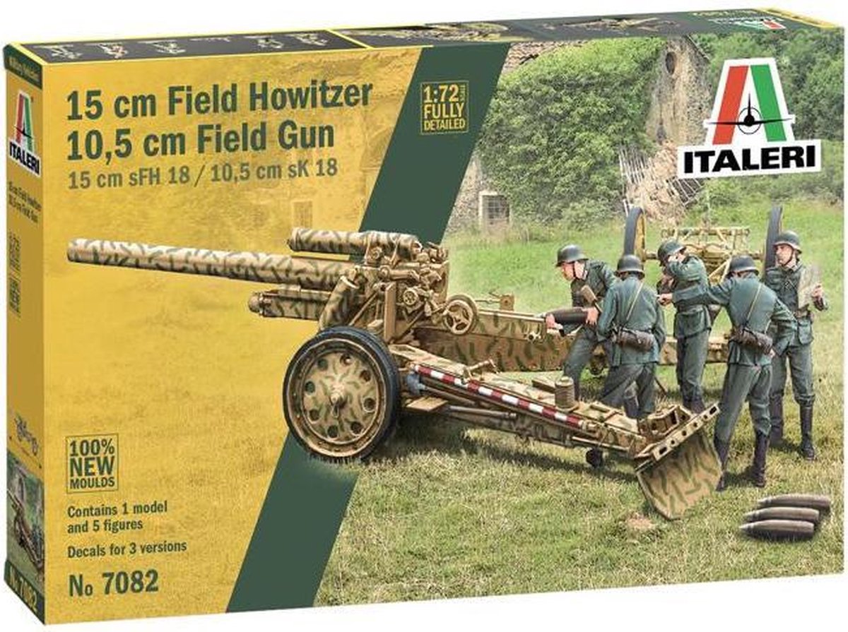 Maquette Italeri véhicules militaires - 7082 obusier de campagne de 15 cm, canon de campagne de 10,5 cm en plastique - 1:72 - modélisme
