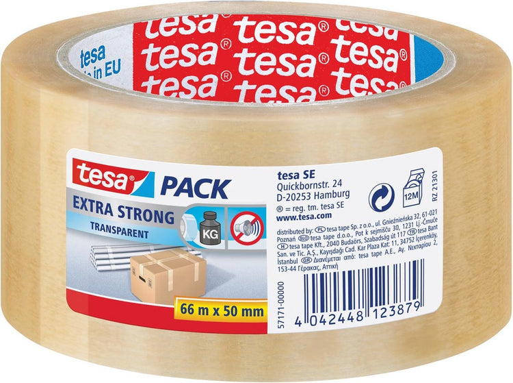 Ruban d'emballage Tesa extra fort - 6 pièces - pi 50 mm x 66 m - PVC - transparent