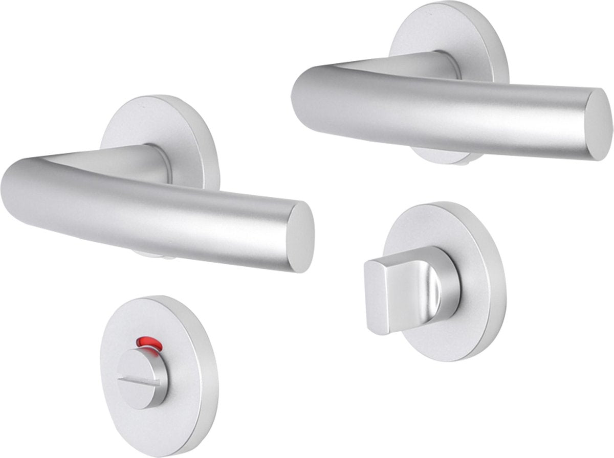 Poignée de porte Impresso - burton - pour l'intérieur - ronde avec rosace de toilette ronde - aluminium - 2 pièces