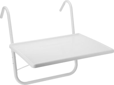 Table de balcon Livn carrée blanche - 40x52 cm - réglable en hauteur - facile à fixer à la balustrade