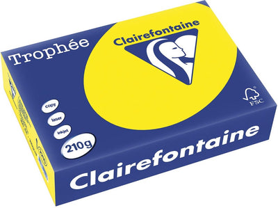 Clairefontaine trophée intense, papier coloré, a4, 210 g, 250 feuilles, jaune coucher de soleil