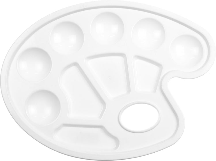 Palette de peintre Kangaro - 17x23cm - ovale - plastique - blanc - 10 compartiments - k-830103