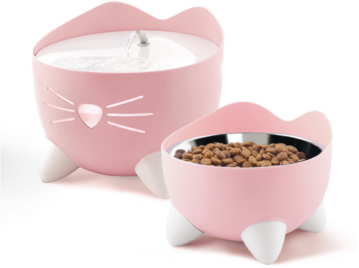 Kit combiné fontaine Pixi Catit - abreuvoir pour chat - rose blanc