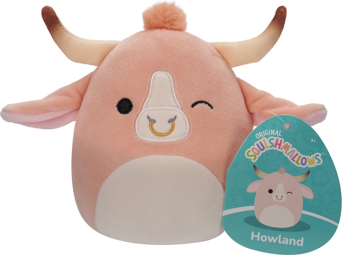Squishmallows howland - peluche taureau brahma pêche 40cm