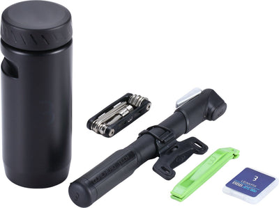 Bbb cycling combi set outils tubes porte-bidon - avec jeu d'outils - bouteille à outils de vélo - noir - taille l - bsb-64