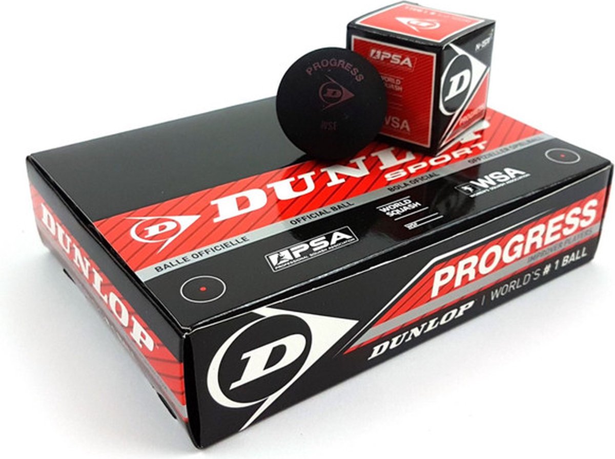 Dunlop progress - balles de squash joueur intermédiaire - 12box - noir