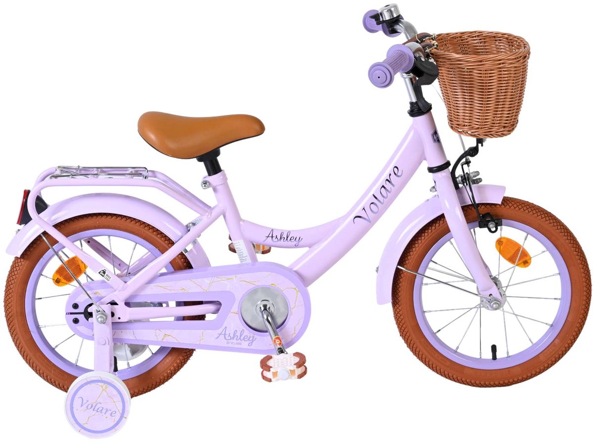 Vélo enfant Volare Ashley - filles - 14 pouces - lilas