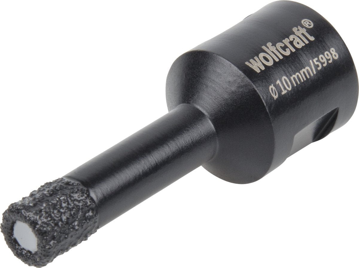 Wolfcraft - foret diamanté 10 mm pour meuleuse d'angle - foret à carrelage 10 mm - scie cloche diamantée - 5998000