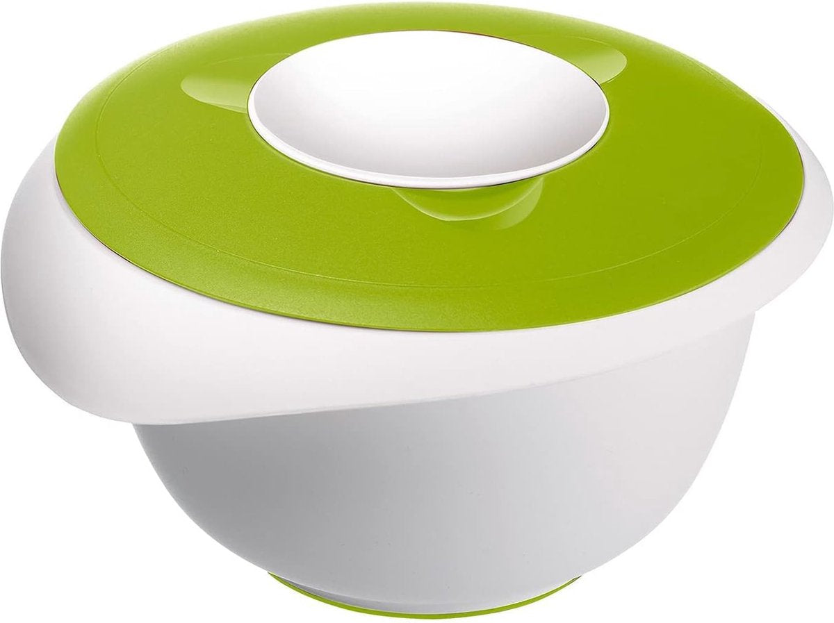 Bol mélangeur Westmark avec couvercle en deux parties, 2,5 l, avec bec verseur, plastique, blanc vert pomme, 3153227a