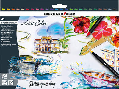 Marqueurs de croquis Eberhard Faber - couleur artiste - 24 pièces - assortis - ef-558224